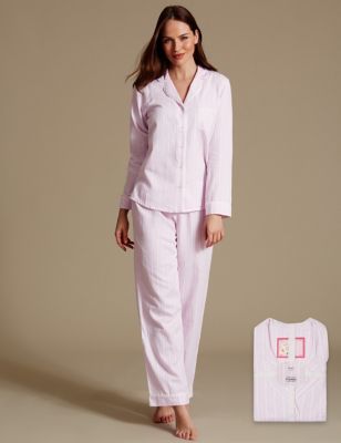 Pure Cotton Striped Long Sleeve Pyjama Set
